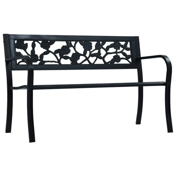 vidaXL Patio Bench 49.2" Black Steel