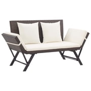 vidaXL Patio Bench Adjustable with Cushions for Outdoor Garden Poly Rattan