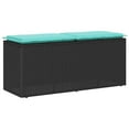 thumbnail image 1 of vidaXL Patio Bench with Cushion Black 43.3"x15.7"x17.3" Poly Rattan, 1 of 8