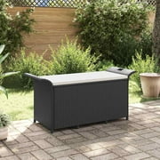 vidaXL Patio Bench with Cushion Black 45.7"x18.1"x22.4" Poly Rattan