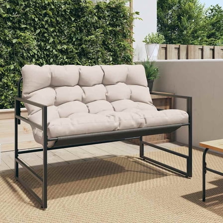 vidaXL Patio Bench with Cushion Seating Outdoor Backyard Garden Furniture Steel