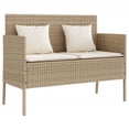 thumbnail image 1 of vidaXL Patio Bench with Cushions Beige Poly Rattan, 1 of 43