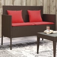 thumbnail image 1 of vidaXL PE Rattan and Steel with Storage and Cushions Outdoor Bench Brown, 1 of 11