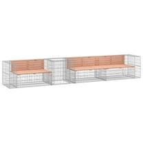 vidaXL Patio Bench with Gabion Basket Park Garden Outdoor Seating Solid Wood