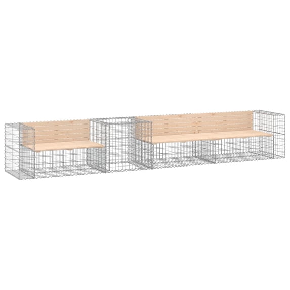 vidaXL Patio Bench with Gabion Basket Park Garden Outdoor Seating Solid Wood