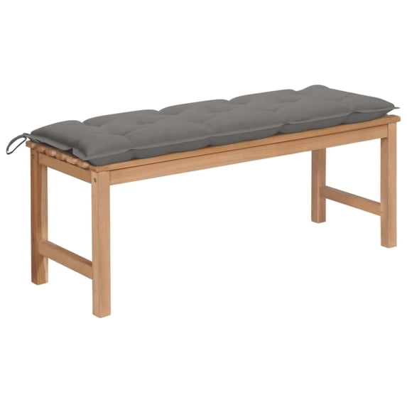 vidaXL Patio Bench with Gray Cushion 47.2" Solid Teak Wood