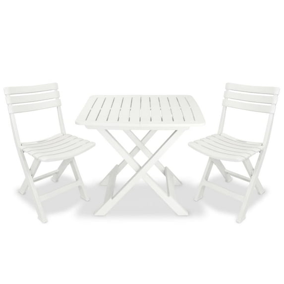 vidaXL Patio Bistro Set 3 Piece Folding Table and Chairs Furniture Plastic