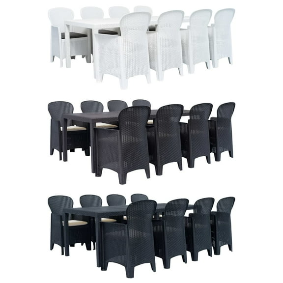 vidaXL Patio Bistro Set Outdoor Table and Chairs Conversation Set Plastic