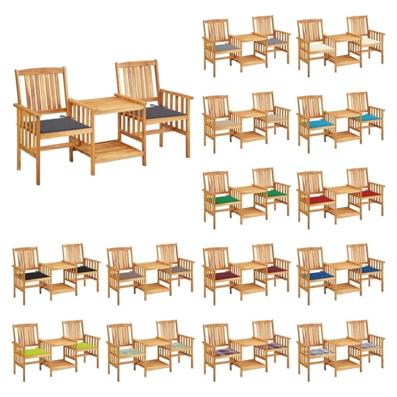 vidaXL Patio Bistro Set Table and Chairs Conversation Set Solid Acacia Wood
