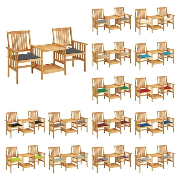 vidaXL Patio Bistro Set Table and Chairs Conversation Set Solid Acacia Wood