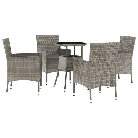 vidaXL Patio Bistro Set with Cushions Outdoor Wicker Furniture Poly Rattan