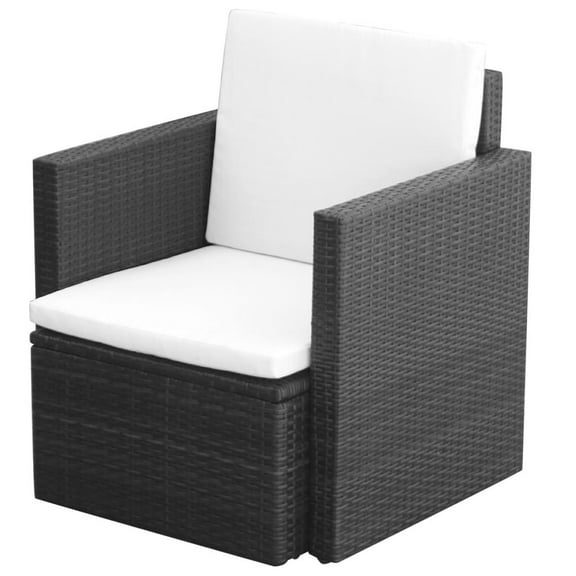 vidaXL Patio Chair Dining Single Chair with Cushions and Pillows Poly Rattan