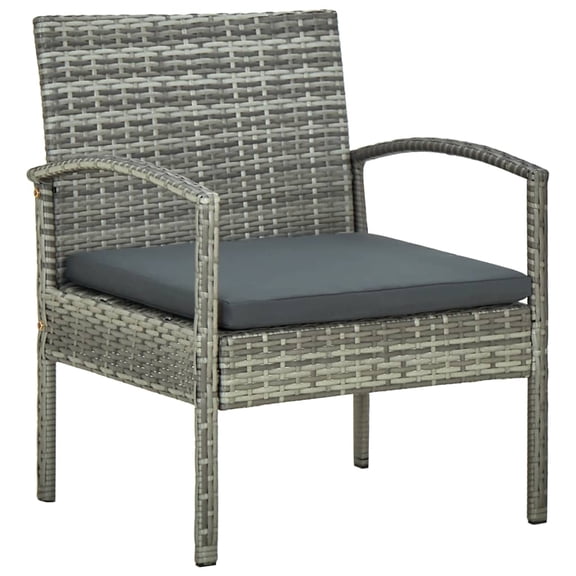 vidaXL Patio Chair Patio Dining Chair for Deck Garden with Cushion Poly Rattan
