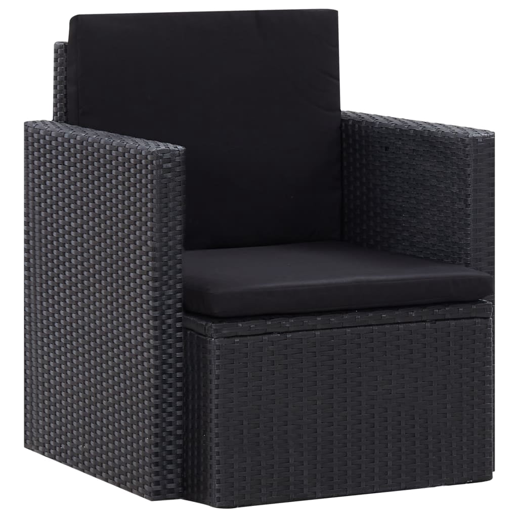 vidaXL Patio Chair with Cushions Poly Rattan Black - Walmart.com