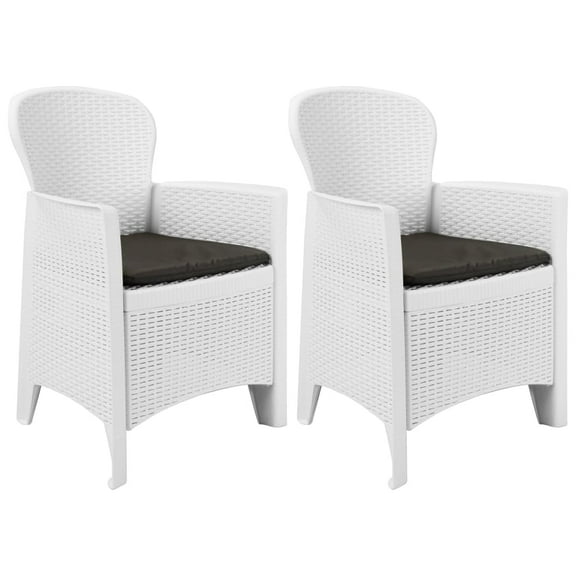 vidaXL Patio Chairs 2 Pcs Dining Single Chair with Cushion Plastic Rattan Look