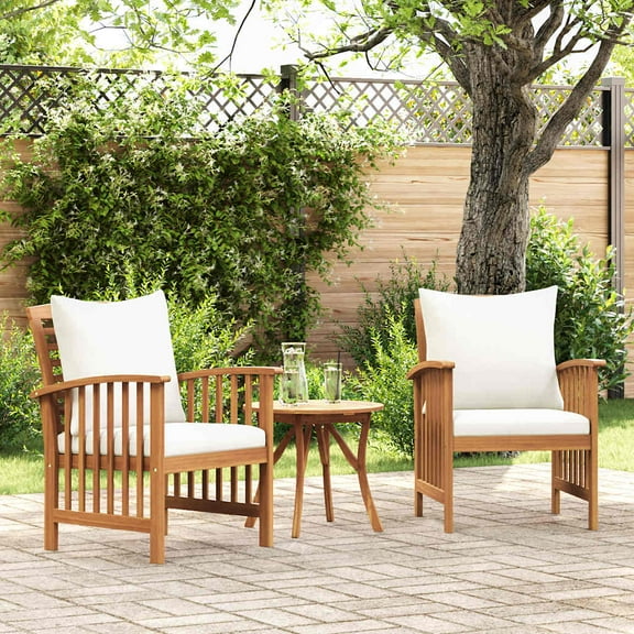 vidaXL Patio Chairs with Cushions 2 pcs Solid Acacia Wood