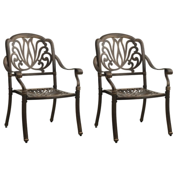 vidaXL Patio Chairs 2 Pcs Patio Furniture for Garden Deck Porch Cast Aluminum