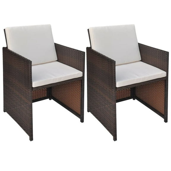 vidaXL Patio Chairs 2 Pcs for Garden with Cushions and Pillows Poly Rattan