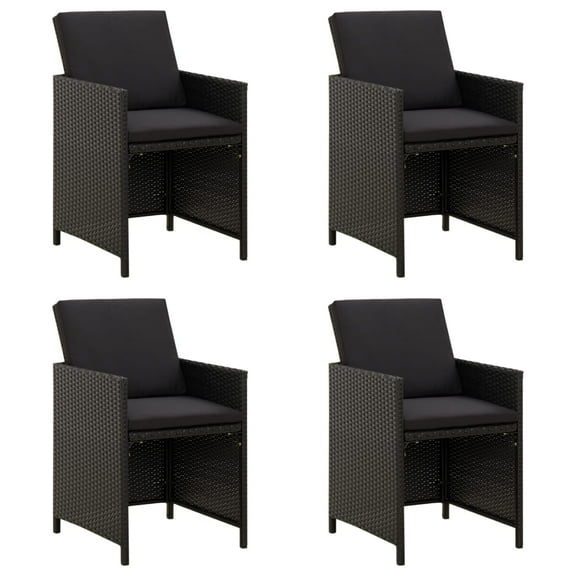 vidaXL Patio Chairs 4 Pcs Patio Dining Single Chair with Cushions Poly Rattan