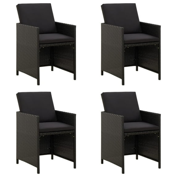 vidaXL Patio Chairs 4 Pcs Patio Dining Single Chair with Cushions Poly Rattan