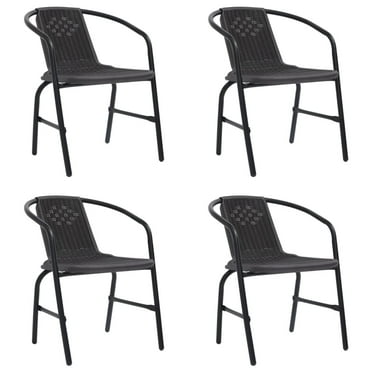 vidaXL Patio Chairs 4 pcs Plastic Rattan and Steel 242.5 lb