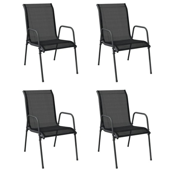 vidaXL Patio Chairs 4 pcs Steel and Textilene Black