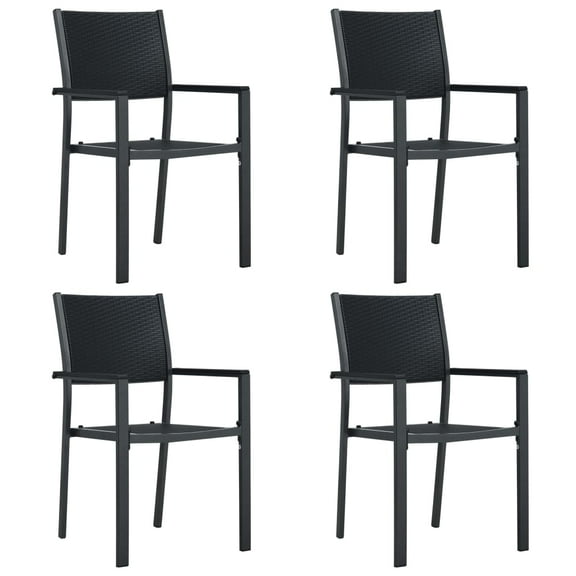 vidaXL Patio Chairs Dining Chair for Deck Porch Black Plastic Rattan Look
