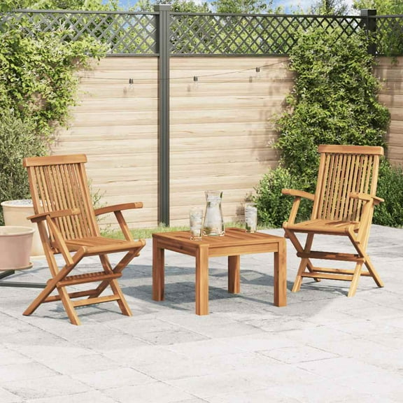 vidaXL Patio Chairs Outdoor Bistro Folding Chair with Armrest Solid Wood Teak