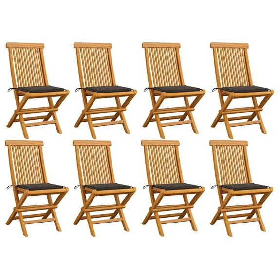 vidaXL Patio Chairs Outdoor Bistro Folding Chair with Cushions Solid Wood Teak