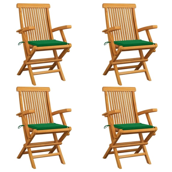 vidaXL Patio Chairs Outdoor Bistro Folding Chair with Cushions Solid Wood Teak