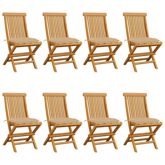 vidaXL Patio Chairs Outdoor Bistro Folding Chair with Cushions Solid Wood Teak
