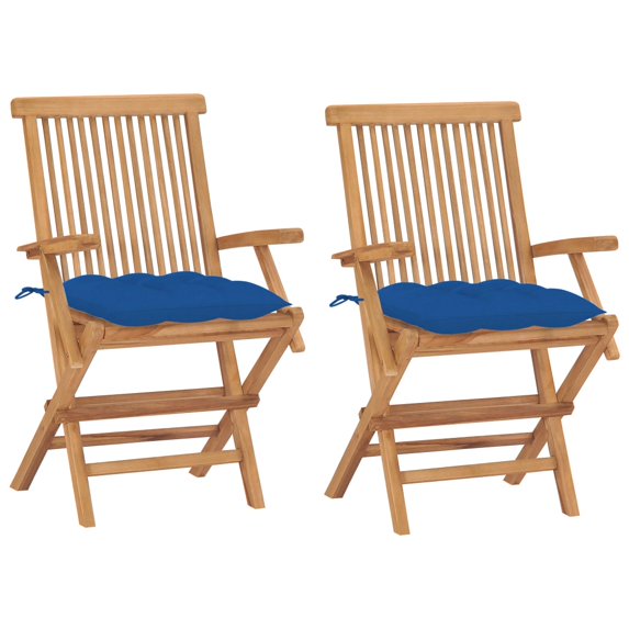 vidaXL Patio Chairs Outdoor Bistro Folding Chair with Cushions Solid Wood Teak