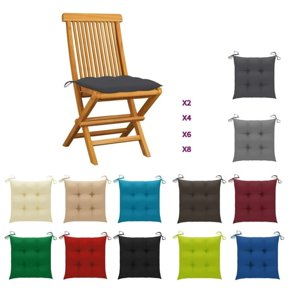 vidaXL Patio Chairs Outdoor Bistro Folding Chair with Cushions Solid Wood Teak