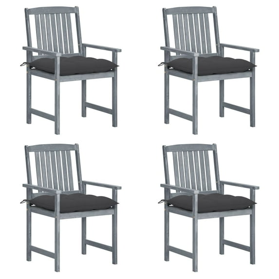 vidaXL Patio Chairs Outdoor Dining Chair with Cushions Gray Solid Wood Acacia