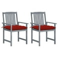 thumbnail image 1 of vidaXL Patio Chairs Outdoor Dining Chair with Cushions Gray Solid Wood Acacia, 1 of 12