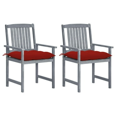 vidaXL Patio Chairs Outdoor Dining Chair with Cushions Gray Solid Wood Acacia