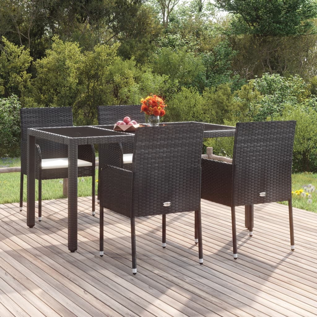 vidaXL Patio Chairs with Cushions 4 pcs Poly Rattan Black - Walmart.com