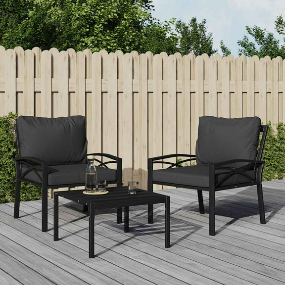 vidaXL Garden Chair Set of 2 Black and Grey
