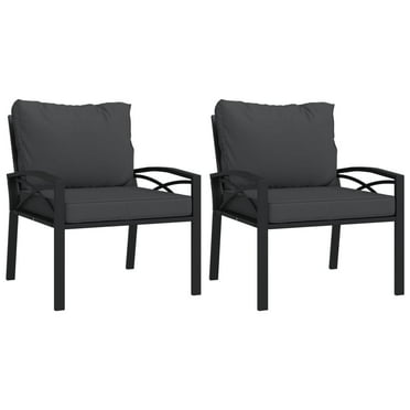 vidaXL Patio Chairs with Gray Cushions 2 pcs 26.8"x29.9"x31.1" Steel