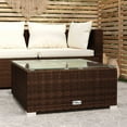 thumbnail image 1 of vidaXL Patio Coffee Table Brown 23.6"x23.6"x11.8" Poly Rattan & Glass, 1 of 5