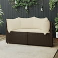 thumbnail image 1 of vidaXL Patio Corner Sofas with Cushions 2 pcs Brown Poly Rattan, 1 of 8
