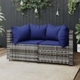 thumbnail image 1 of vidaXL Patio Corner Sofas with Cushions 2 pcs Gray Poly Rattan, 1 of 7