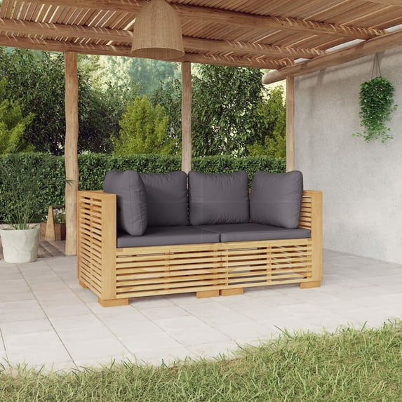 vidaXL Patio Corner Sofas with Cushions 2 pcs Solid Wood Teak