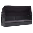 thumbnail image 1 of vidaXL Patio Couch Sunlounger with Canopy Cushion Outdoor Sunbed Poly Rattan, 1 of 23