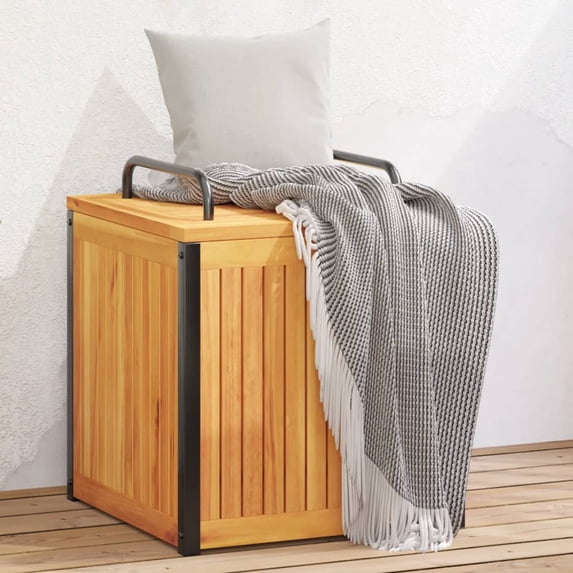 vidaXL Patio Cushion Box Garden Outdoor Furniture Solid Wood Acacia and Steel
