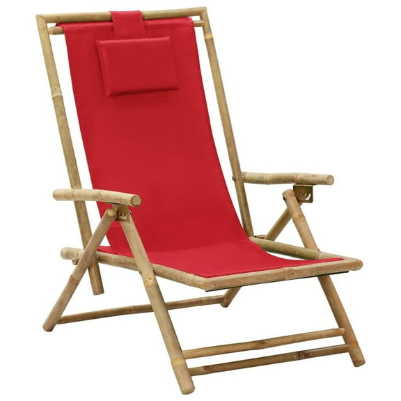 vidaXL Patio Deck Chair Patio Sling Chair with Headrest for Deck Beach Bamboo