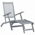 thumbnail image 1 of vidaXL Patio Deck Chair with Footrest Gray Wash Solid Acacia Wood, 1 of 17