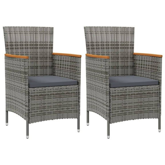 vidaXL Patio Dining Chairs 2 pcs Poly Rattan Gray