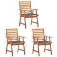 thumbnail image 1 of vidaXL Patio Dining Chairs 3 pcs with Cushions Solid Acacia Wood, 3064347, 1 of 10