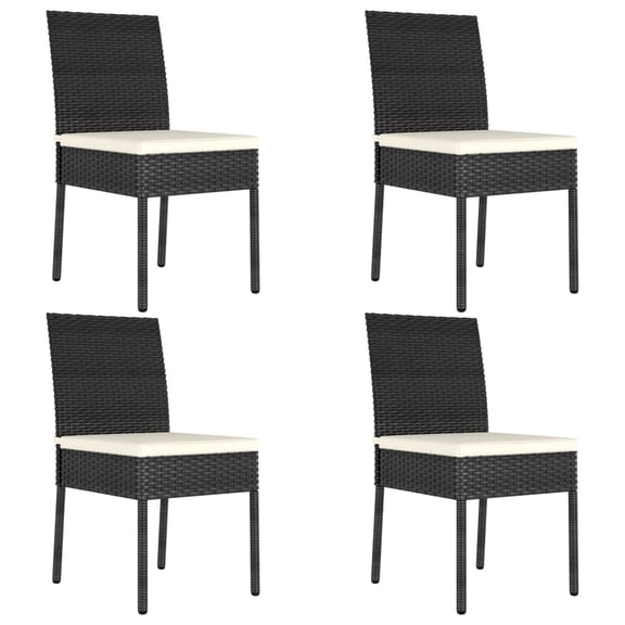 vidaXL Patio Dining Chairs 4 pcs Poly Rattan Black